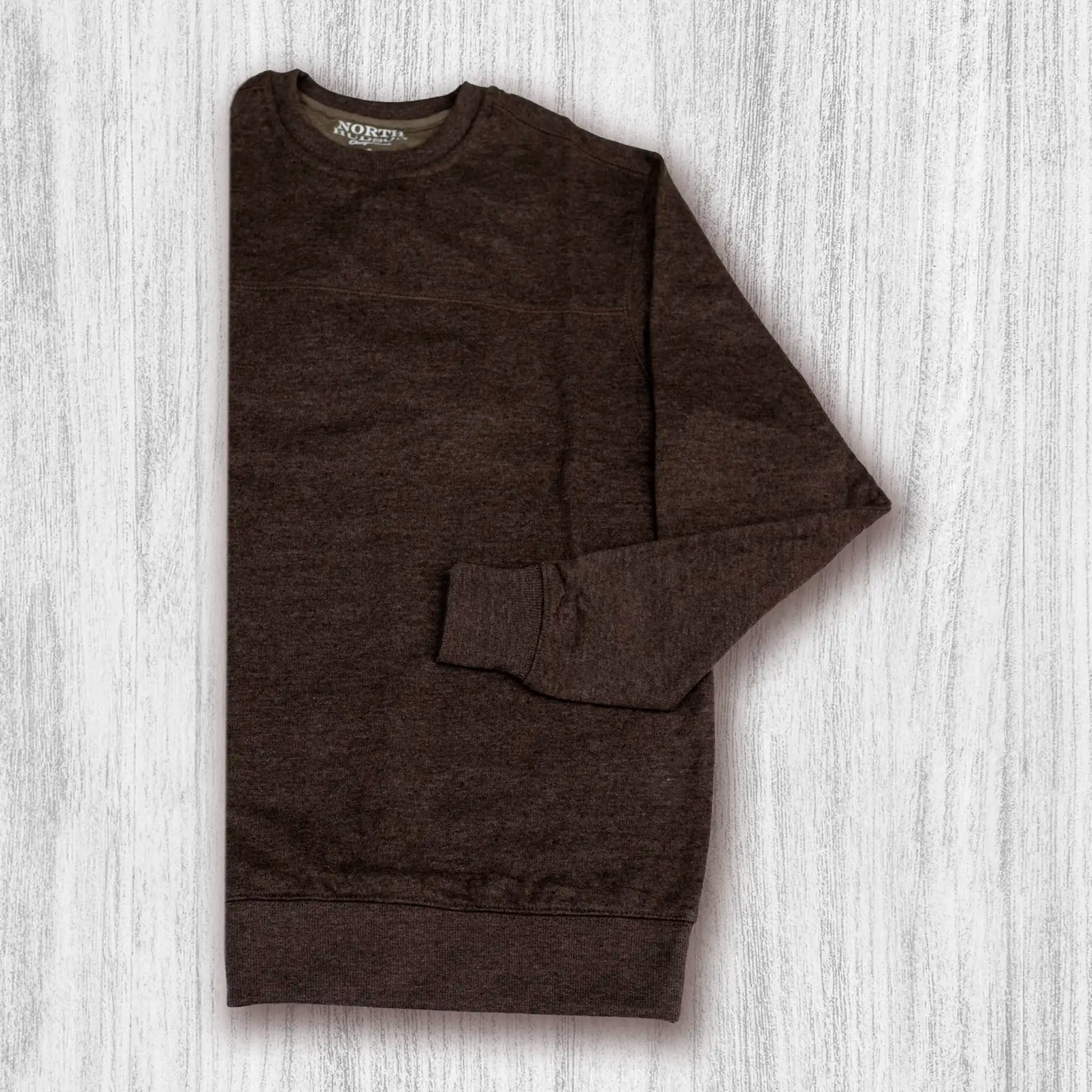 Men's Premium Soft Touch Fleece Crew Sweatshirt -  Coffee Bean Heather
